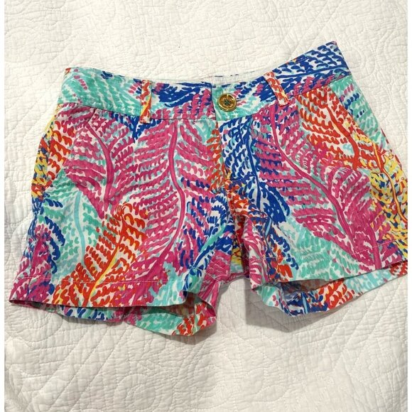 Lilly Pulitzer Shorts Sz  2 Callahan Shorts Colorful Vibrant Coral Reef Beach - Picture 1 of 7